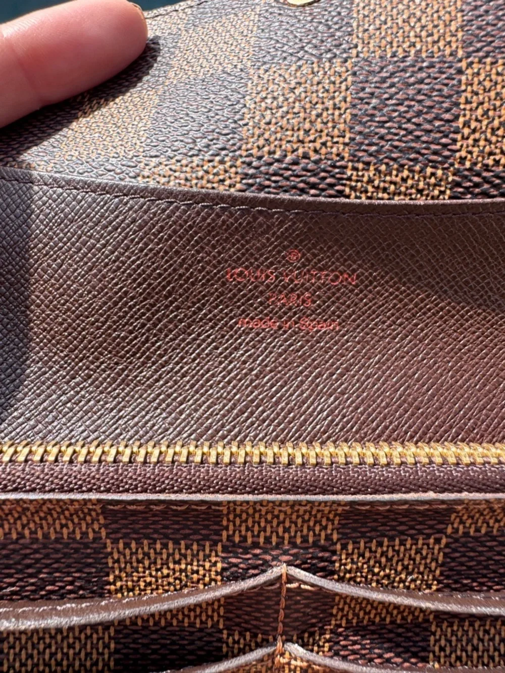 Authentic Louis Vuitton Brown Checkered Crossbody with Gold Chain